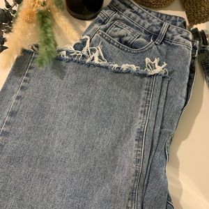 Missguided Barrel Wide-Leg High-Rise Jeans Raw Hem Grunge🎉Host Pick🎉